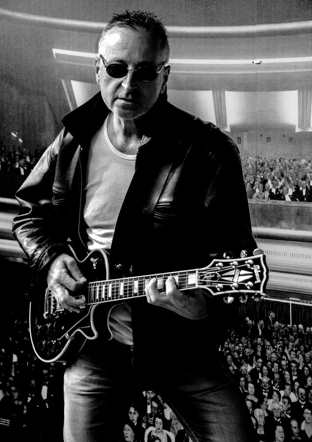 Independent rock musician portrait series, monochrome.